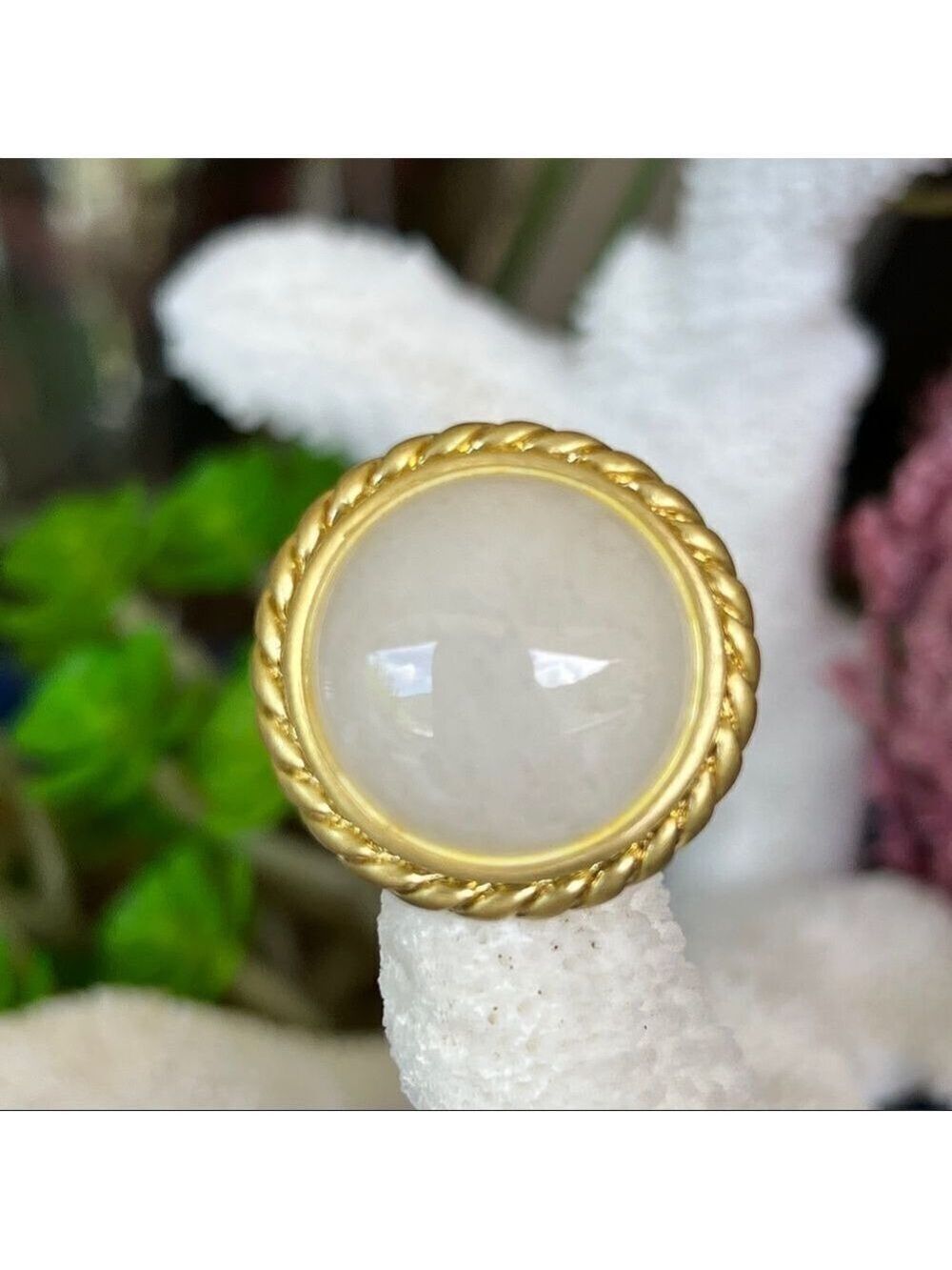 Dolomite 18k Button Sheila Fajl GLOW Masterpiece Statement Cocktail Ring
